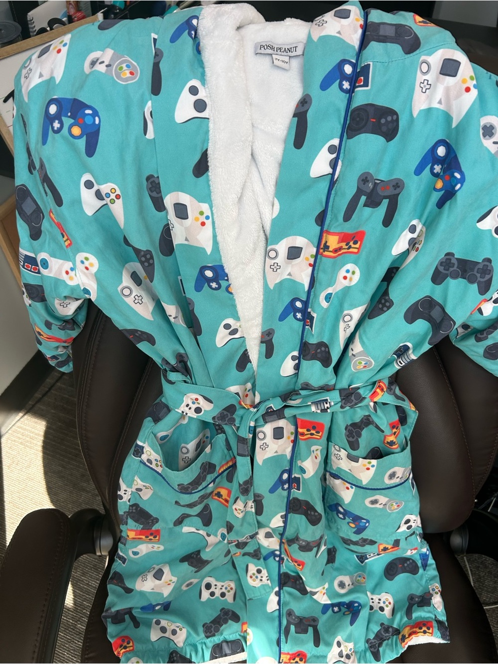 Limited Edition-Posh Peanut Teal Kids' Game Controller Robe